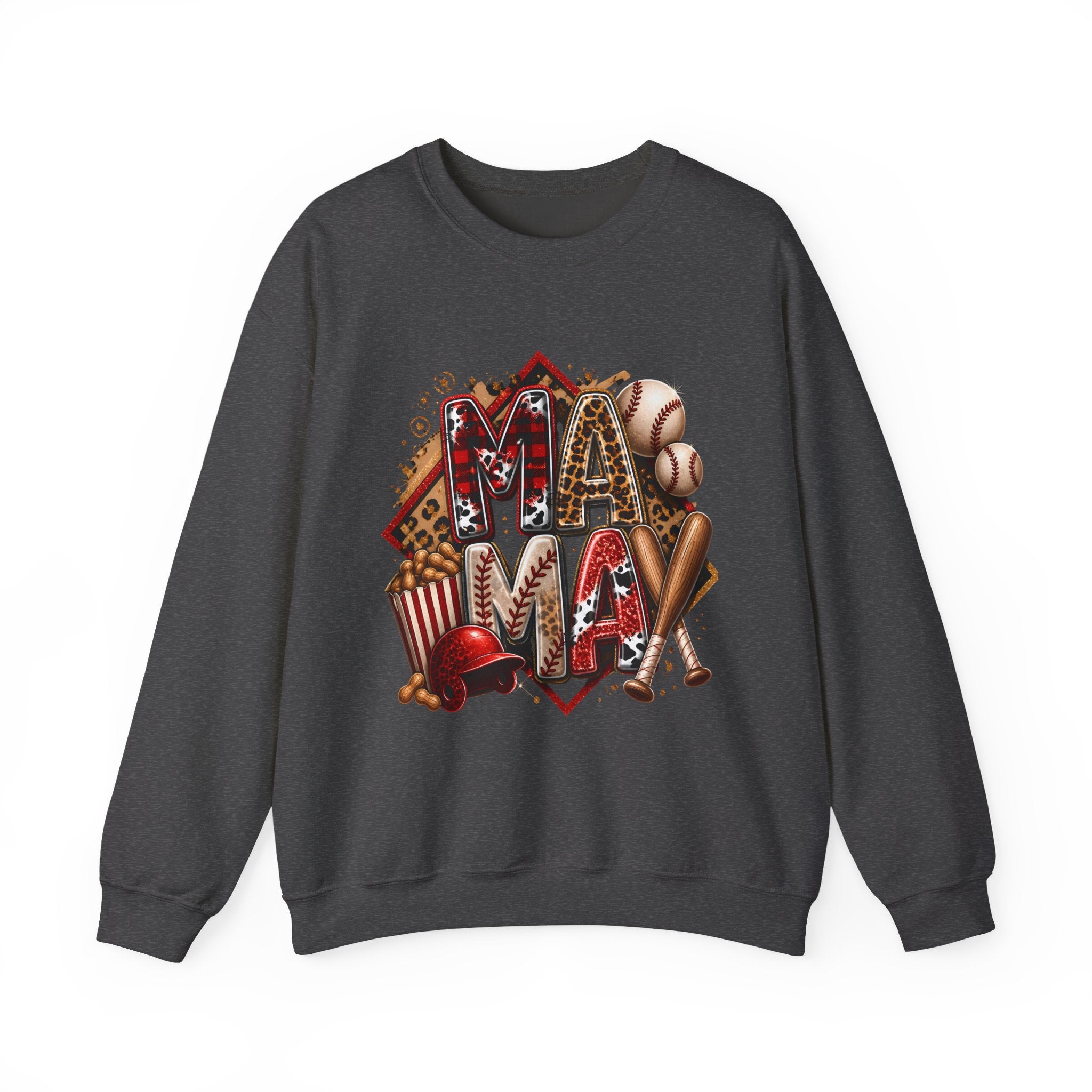 Mama Baseball Crewneck Sweatshirt — ‘MAMA’ Sports Mom Graphic