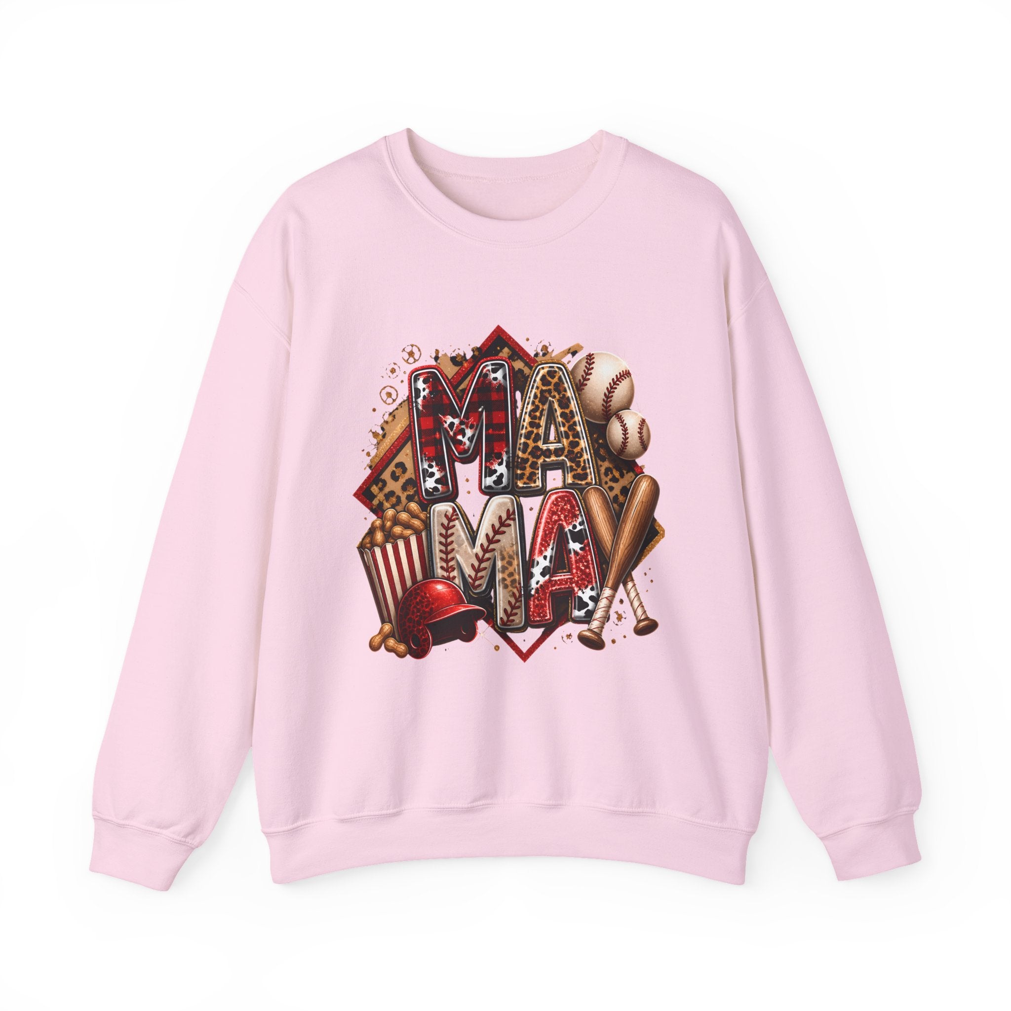 Mama Baseball Crewneck Sweatshirt — ‘MAMA’ Sports Mom Graphic
