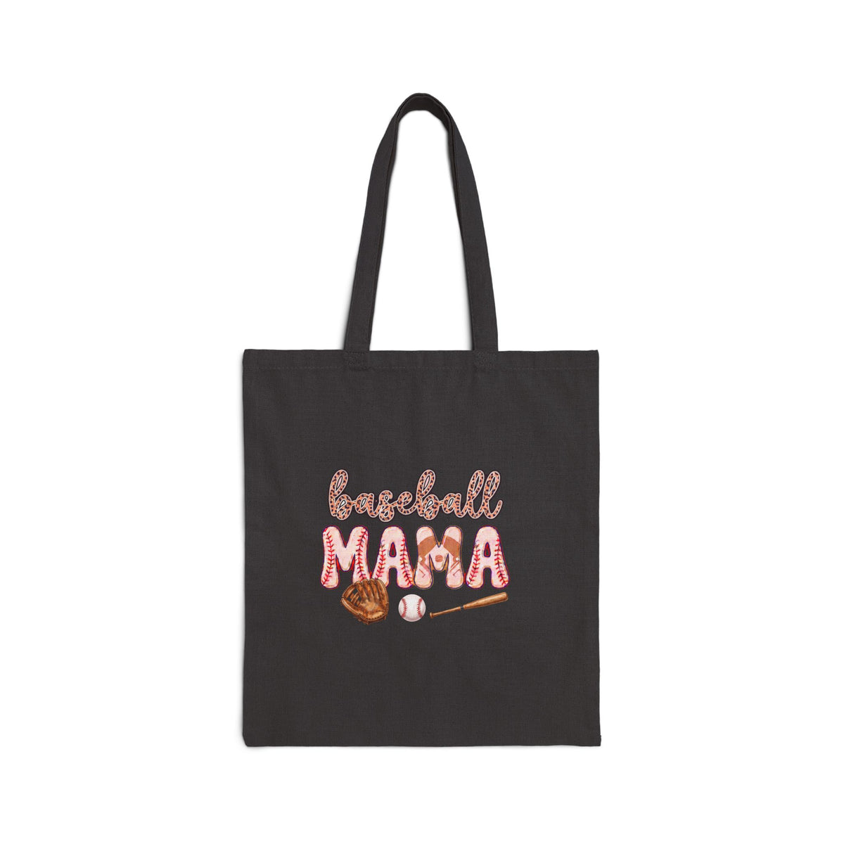 Baseball Mama Canvas Tote Bag – Cute Softball Glove & Bat Design for Sports Moms