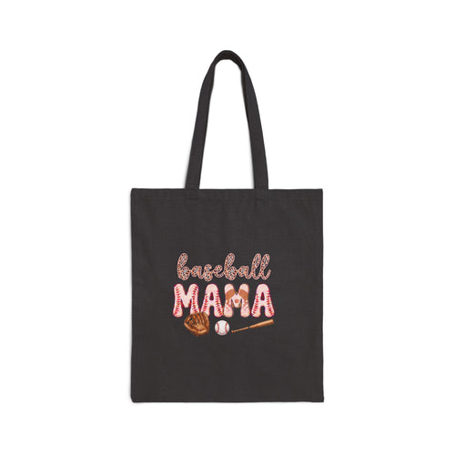 Baseball Mama Canvas Tote Bag – Cute Softball Glove & Bat Design for Sports Moms