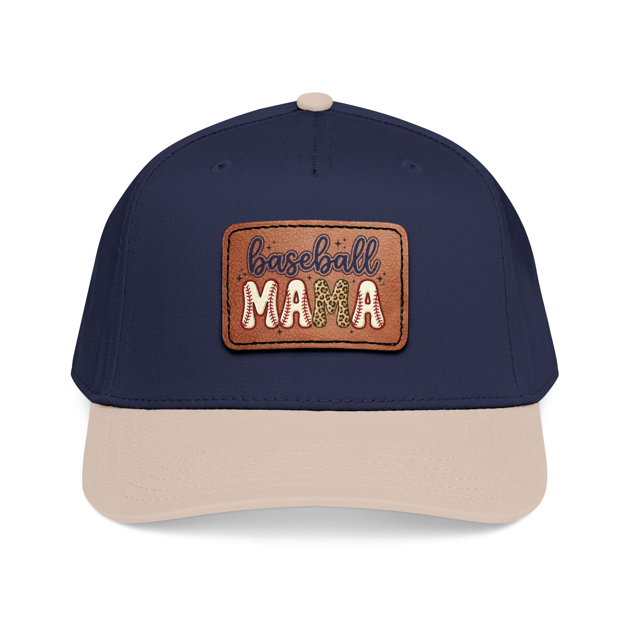 Mid Profile Baseball Cap with Leather Patch (Rectangle)