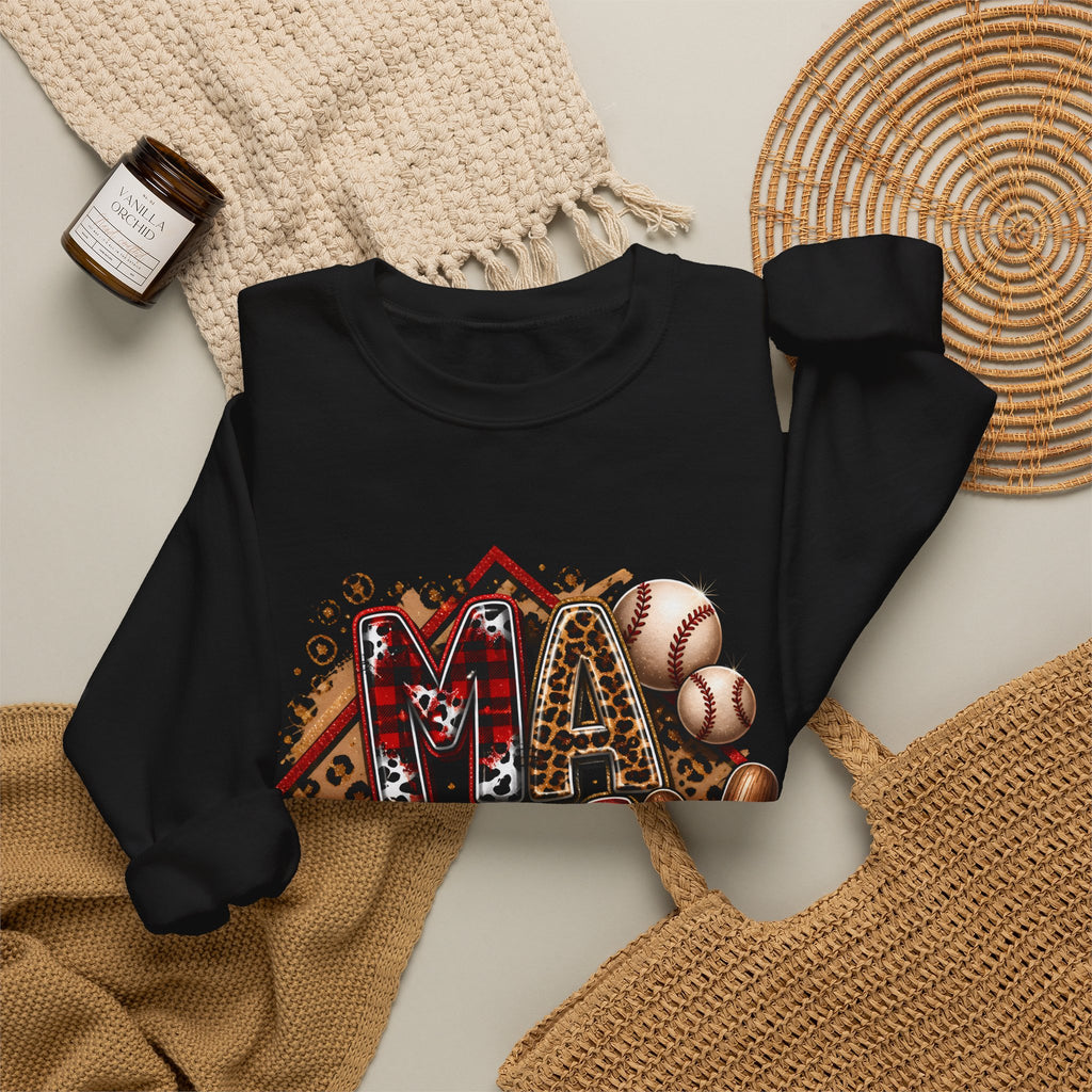 Mama Baseball Crewneck Sweatshirt — ‘MAMA’ Sports Mom Graphic