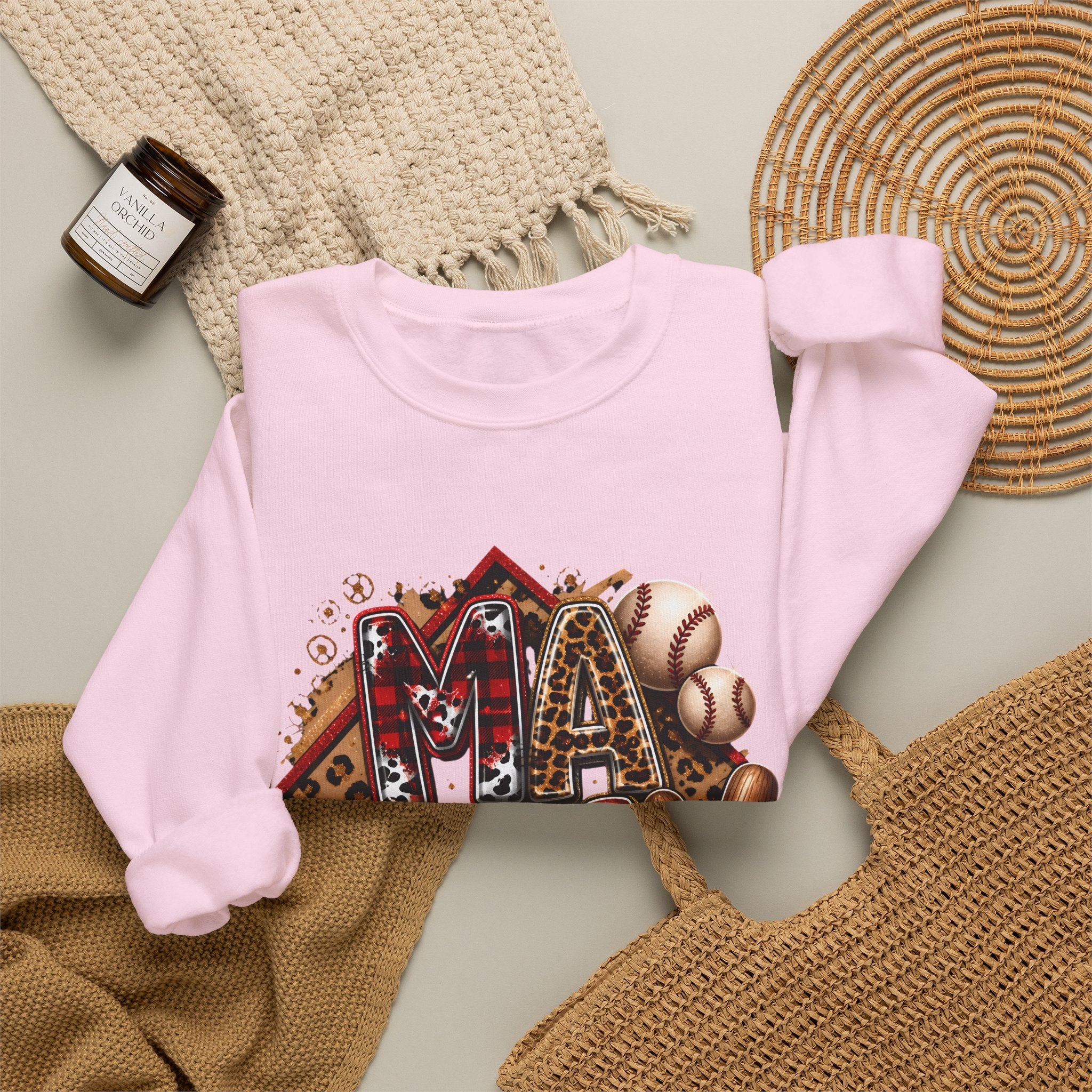 Mama Baseball Crewneck Sweatshirt — ‘MAMA’ Sports Mom Graphic