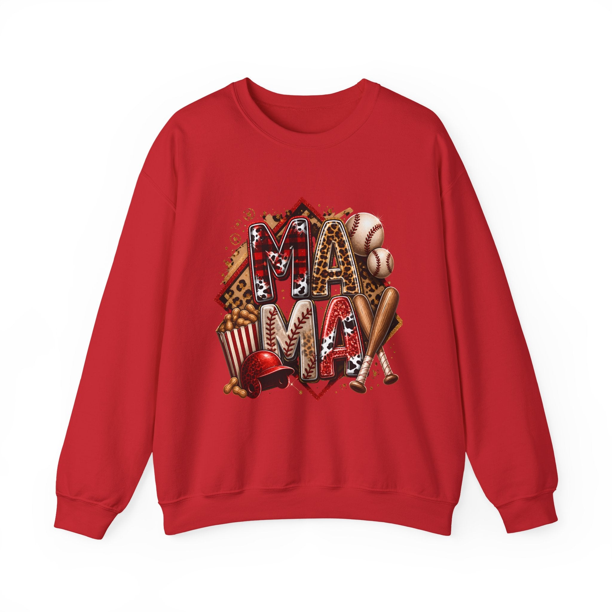 Mama Baseball Crewneck Sweatshirt — ‘MAMA’ Sports Mom Graphic