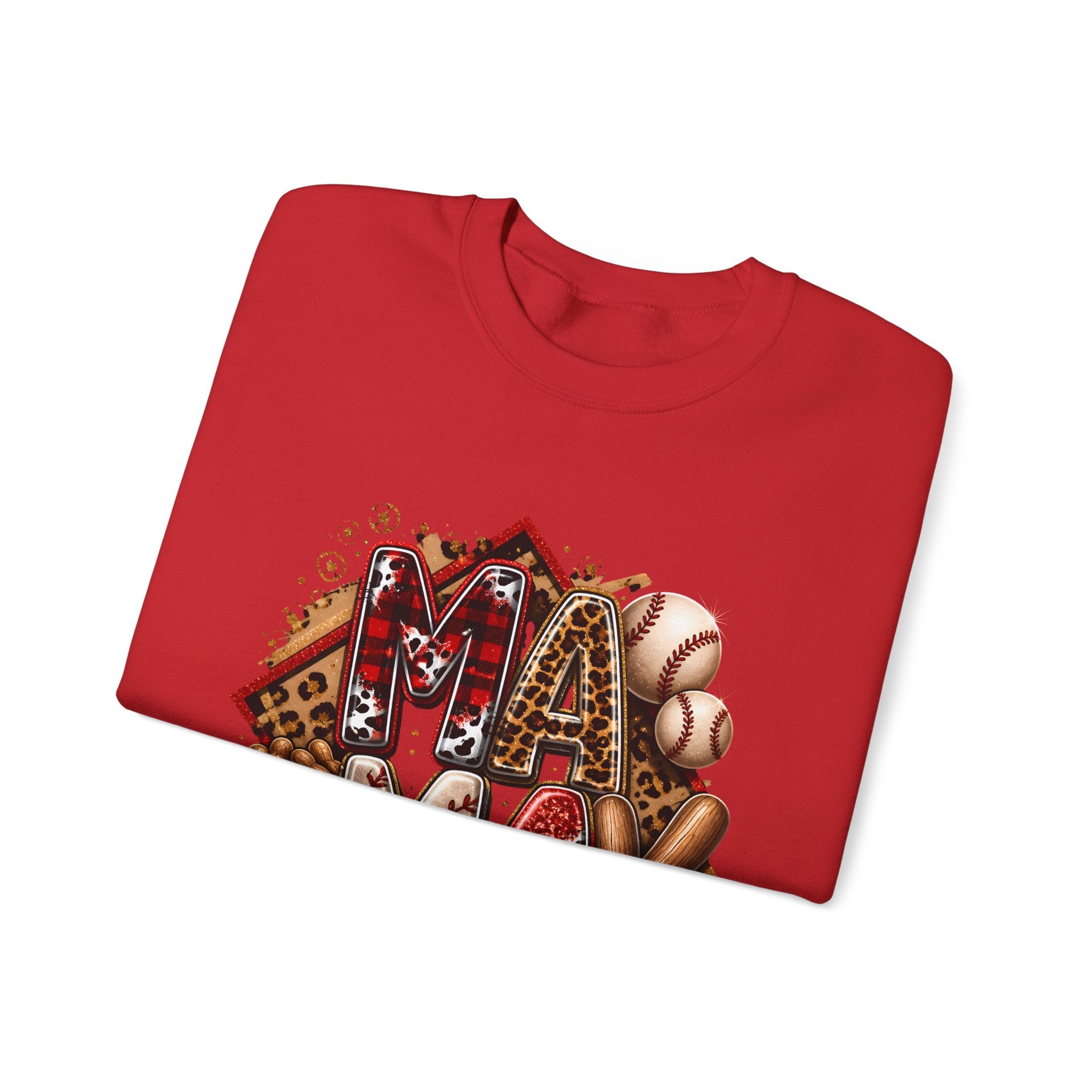 Mama Baseball Crewneck Sweatshirt — ‘MAMA’ Sports Mom Graphic