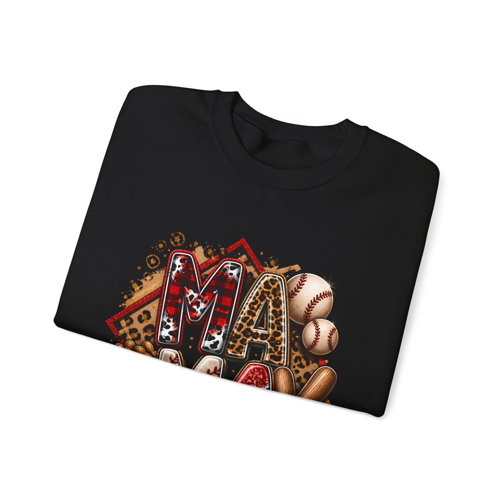 Mama Baseball Crewneck Sweatshirt — ‘MAMA’ Sports Mom Graphic