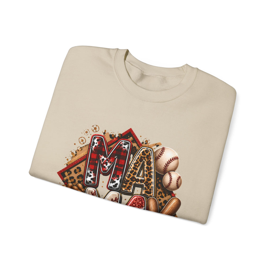 Mama Baseball Crewneck Sweatshirt — ‘MAMA’ Sports Mom Graphic
