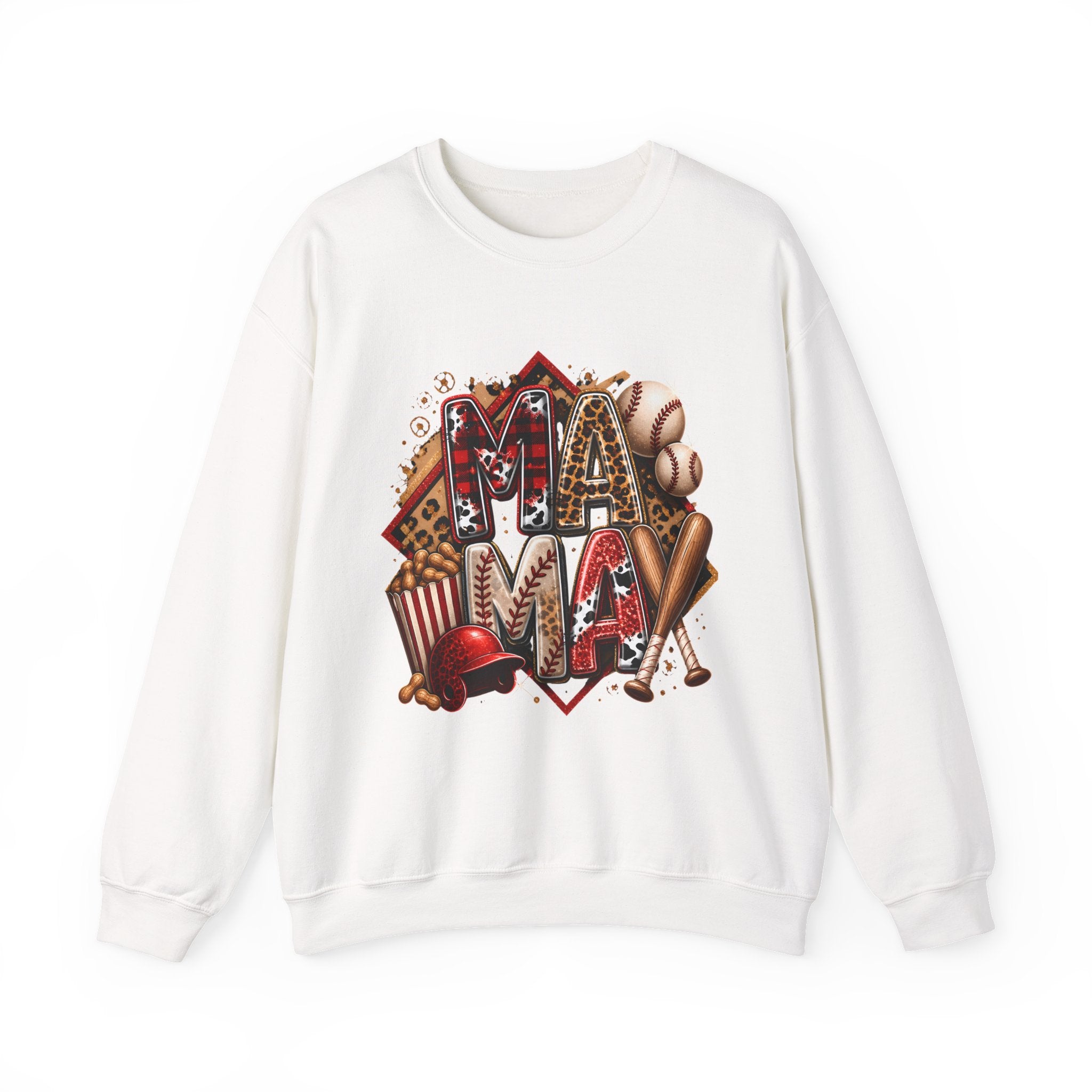 Mama Baseball Crewneck Sweatshirt — ‘MAMA’ Sports Mom Graphic