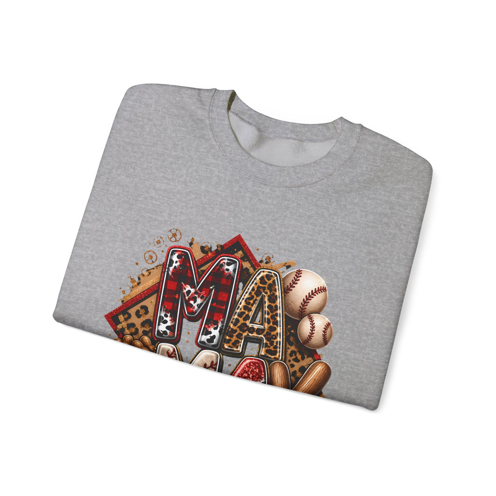 Mama Baseball Crewneck Sweatshirt — ‘MAMA’ Sports Mom Graphic