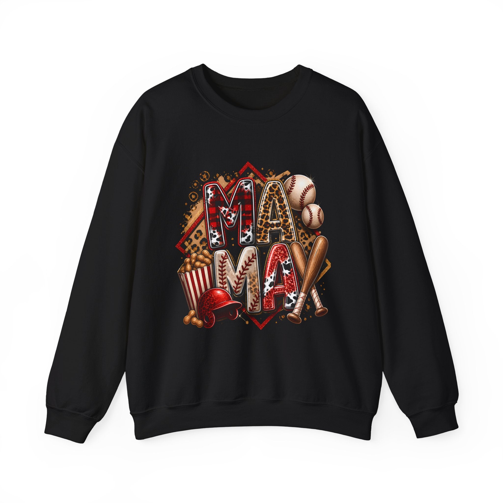 Mama Baseball Crewneck Sweatshirt — ‘MAMA’ Sports Mom Graphic