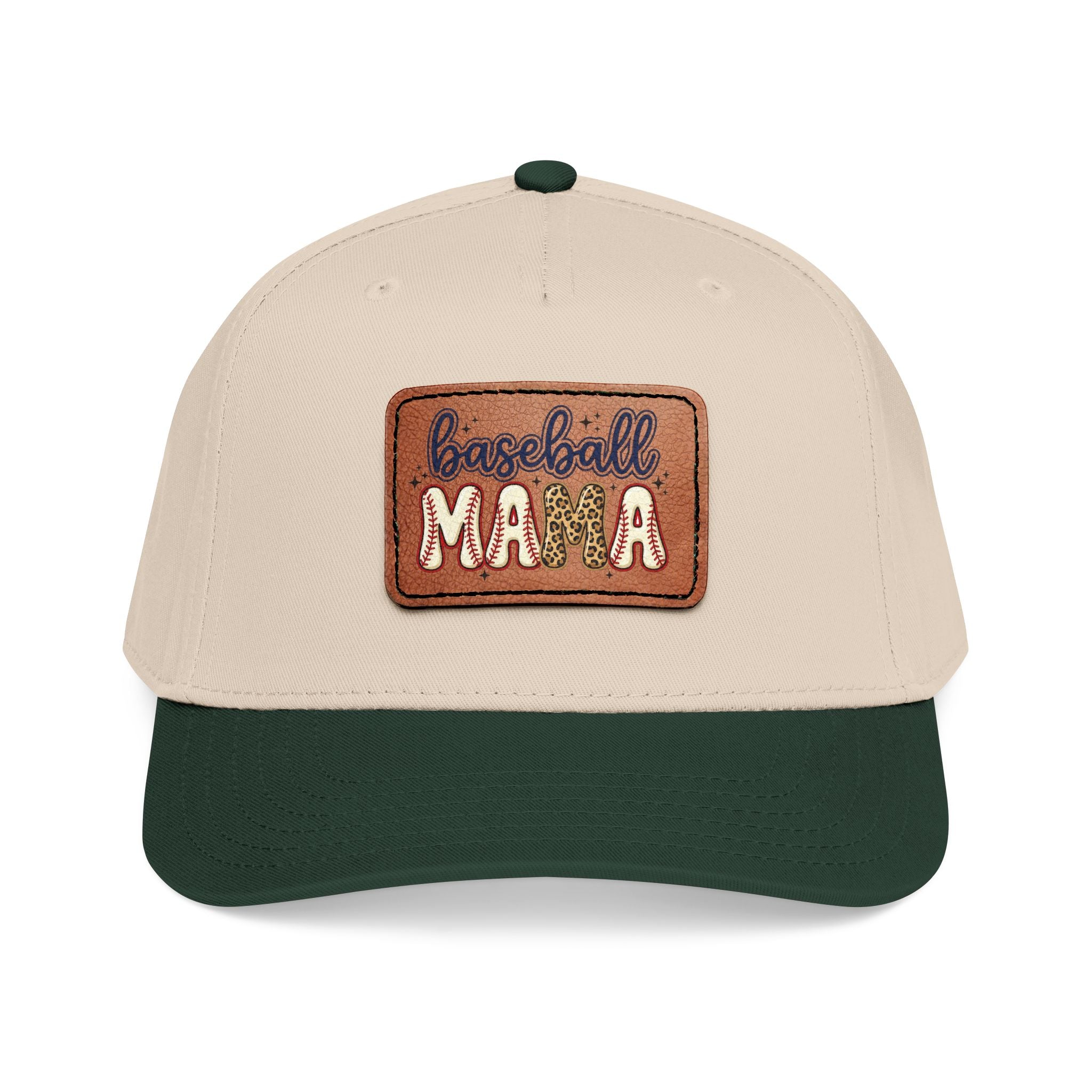 Mid Profile Baseball Cap with Leather Patch (Rectangle)