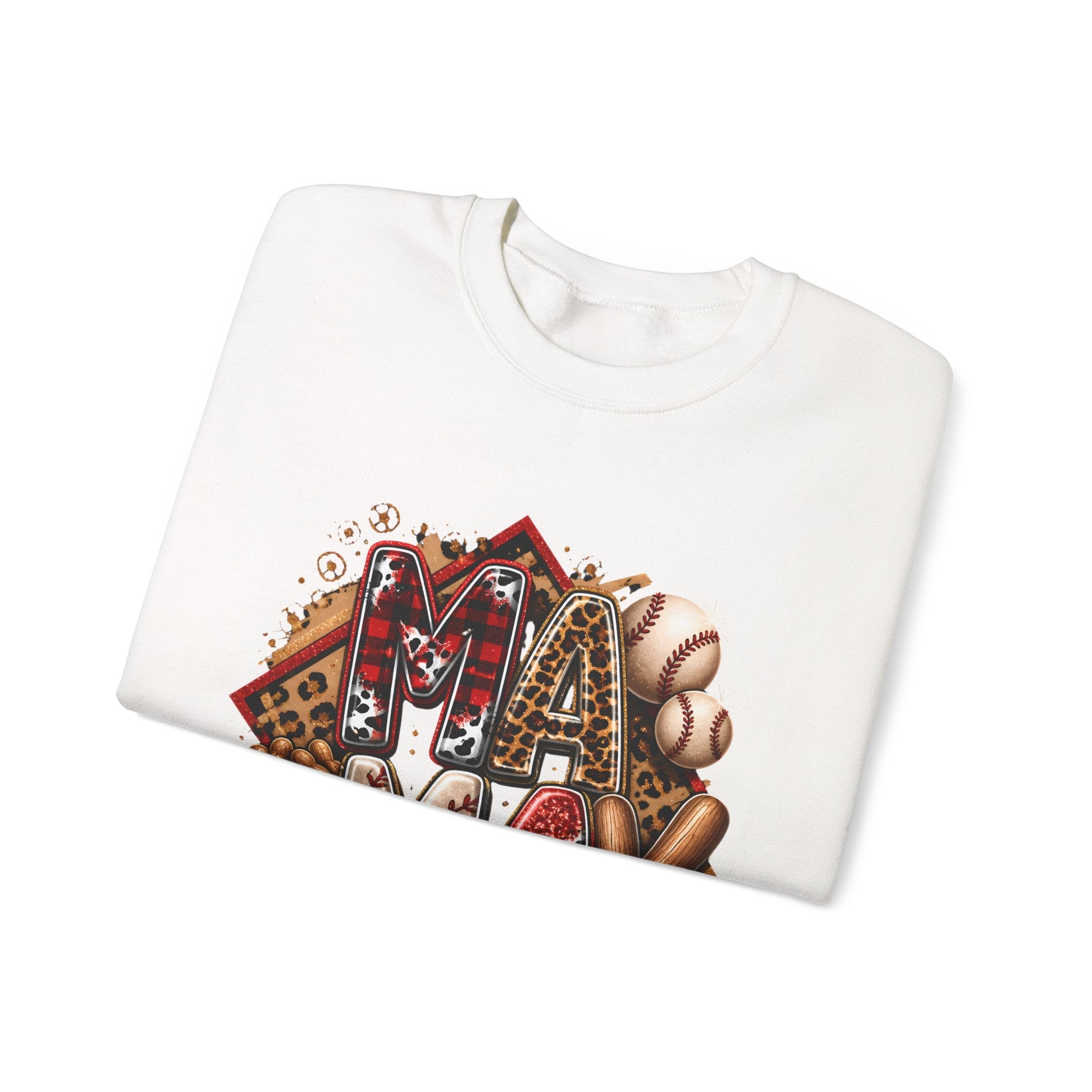 Mama Baseball Crewneck Sweatshirt — ‘MAMA’ Sports Mom Graphic