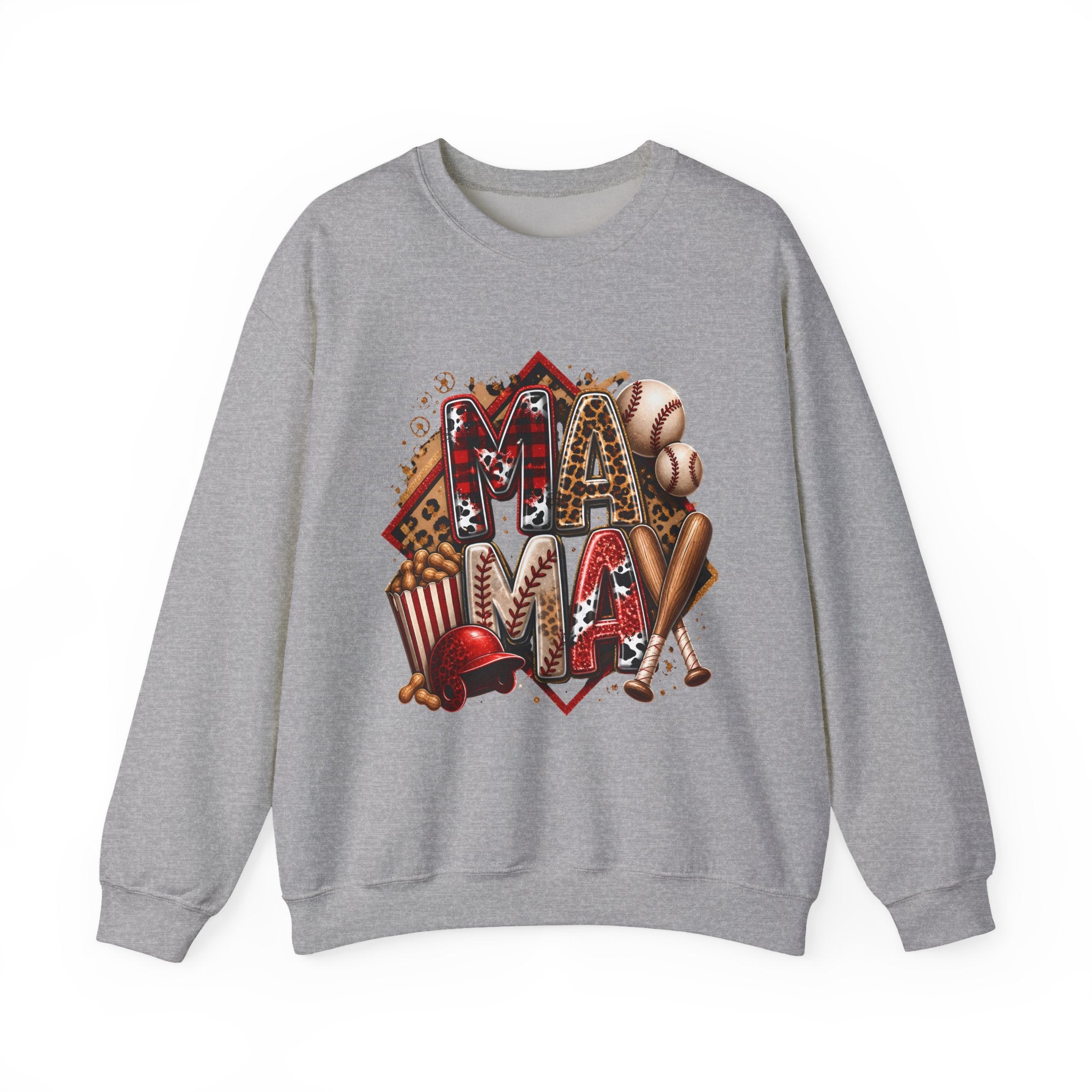 Mama Baseball Crewneck Sweatshirt — ‘MAMA’ Sports Mom Graphic