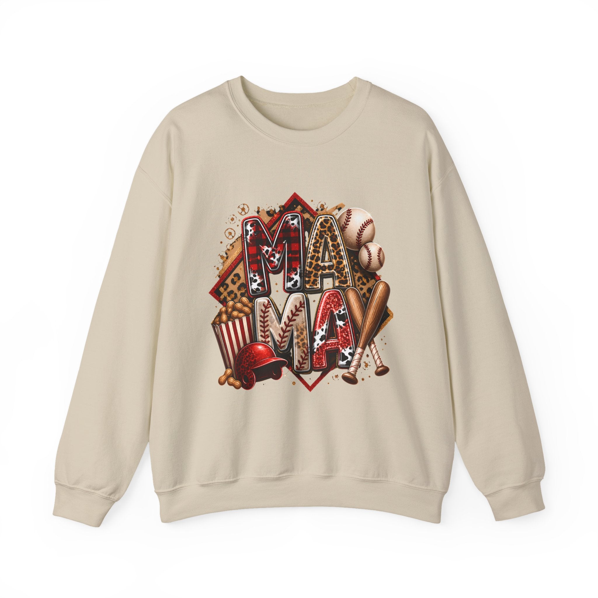 Mama Baseball Crewneck Sweatshirt — ‘MAMA’ Sports Mom Graphic