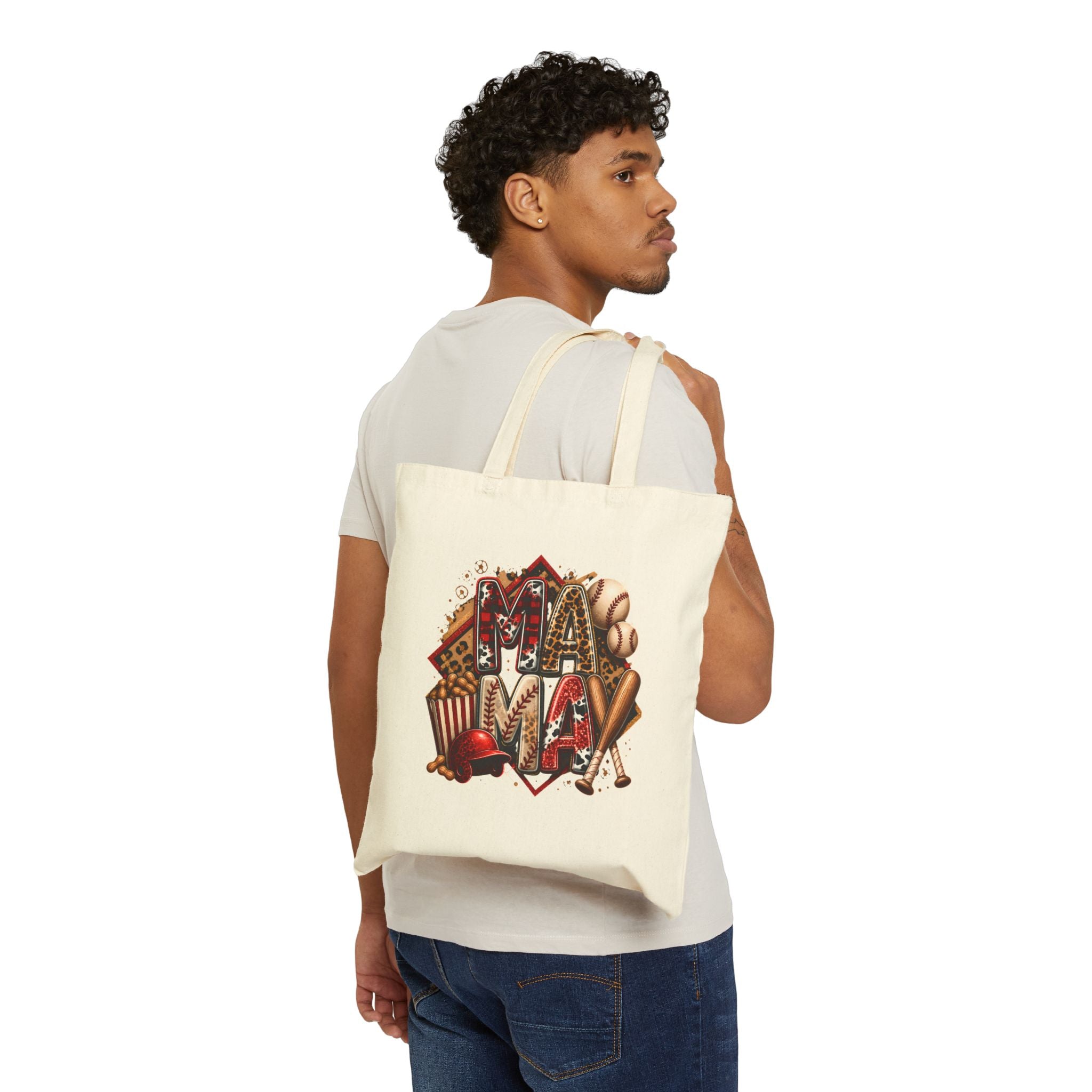 Mama Baseball Tote Bag – Vintage Sports Mom Cotton Canvas Tote