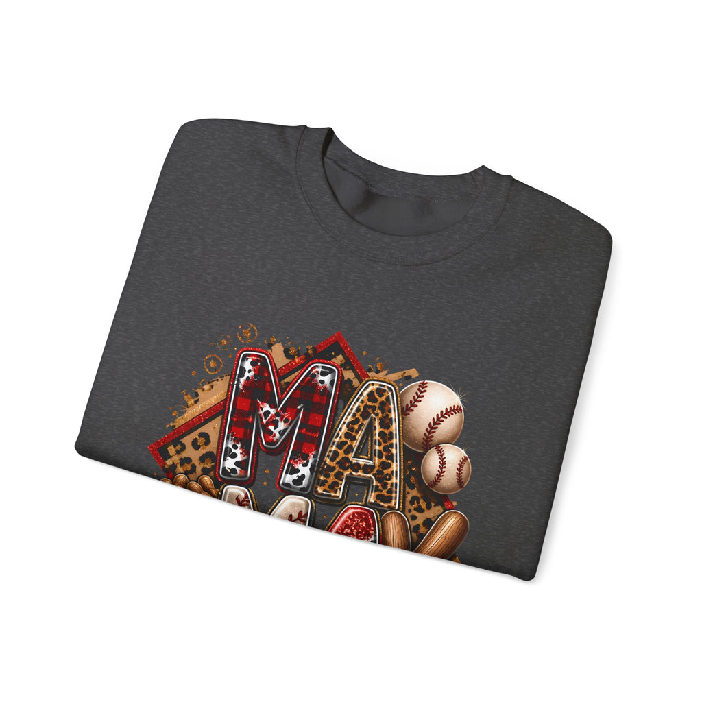 Mama Baseball Crewneck Sweatshirt — ‘MAMA’ Sports Mom Graphic