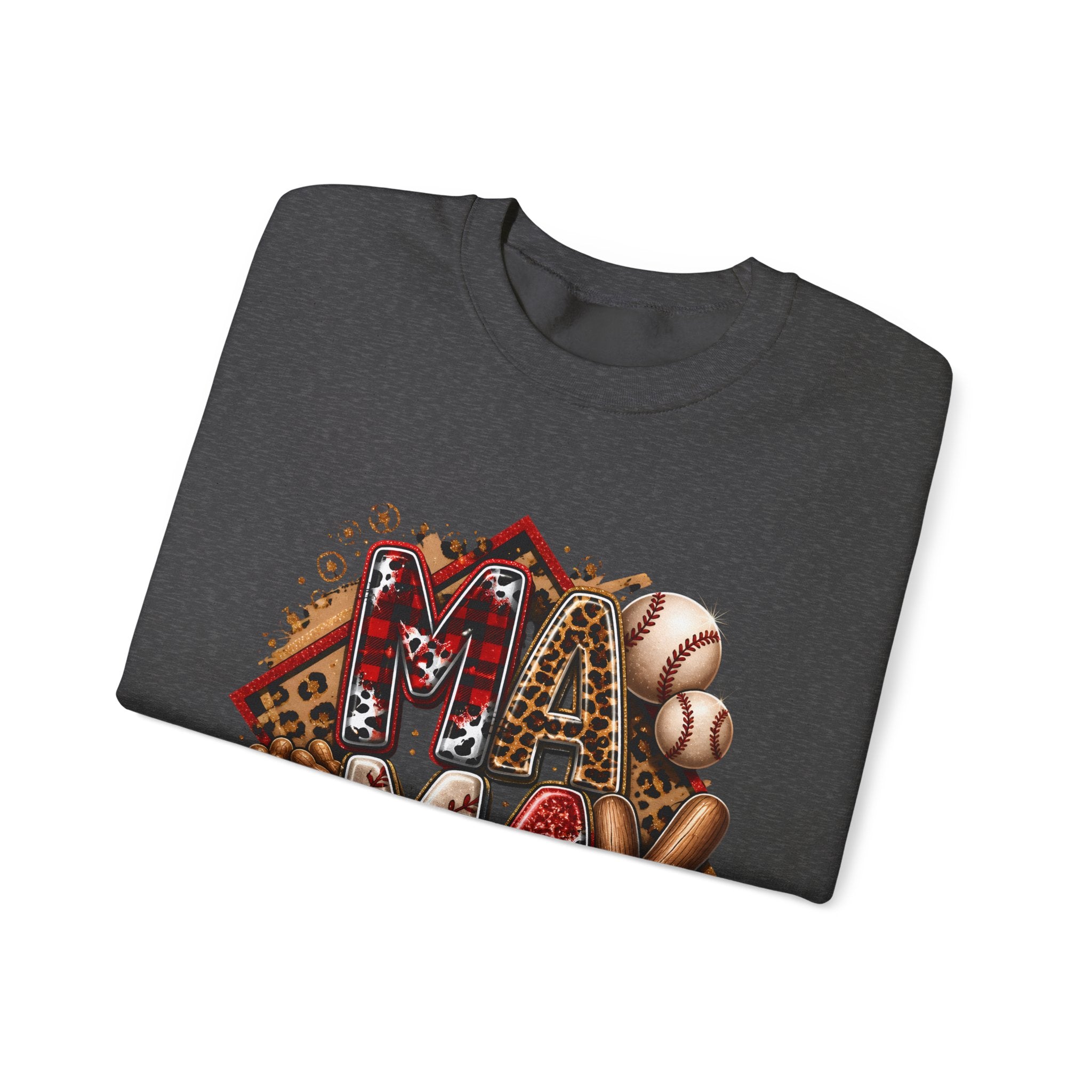 Mama Baseball Crewneck Sweatshirt — ‘MAMA’ Sports Mom Graphic