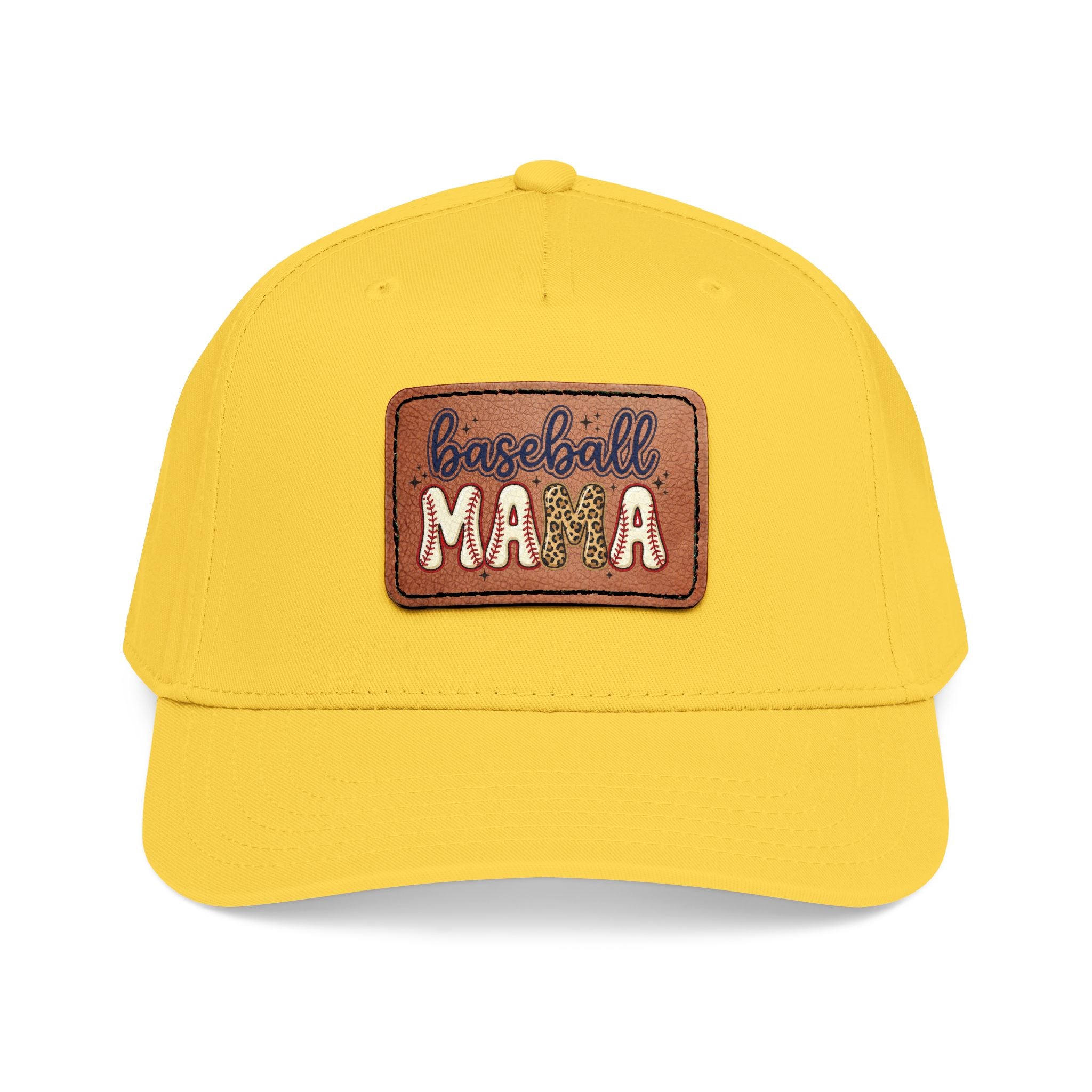 Mid Profile Baseball Cap with Leather Patch (Rectangle)