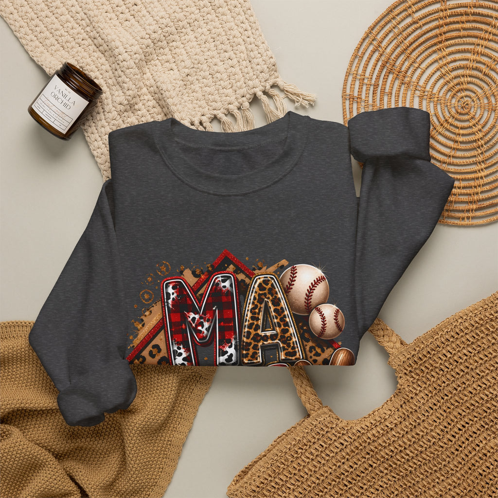 Mama Baseball Crewneck Sweatshirt — ‘MAMA’ Sports Mom Graphic