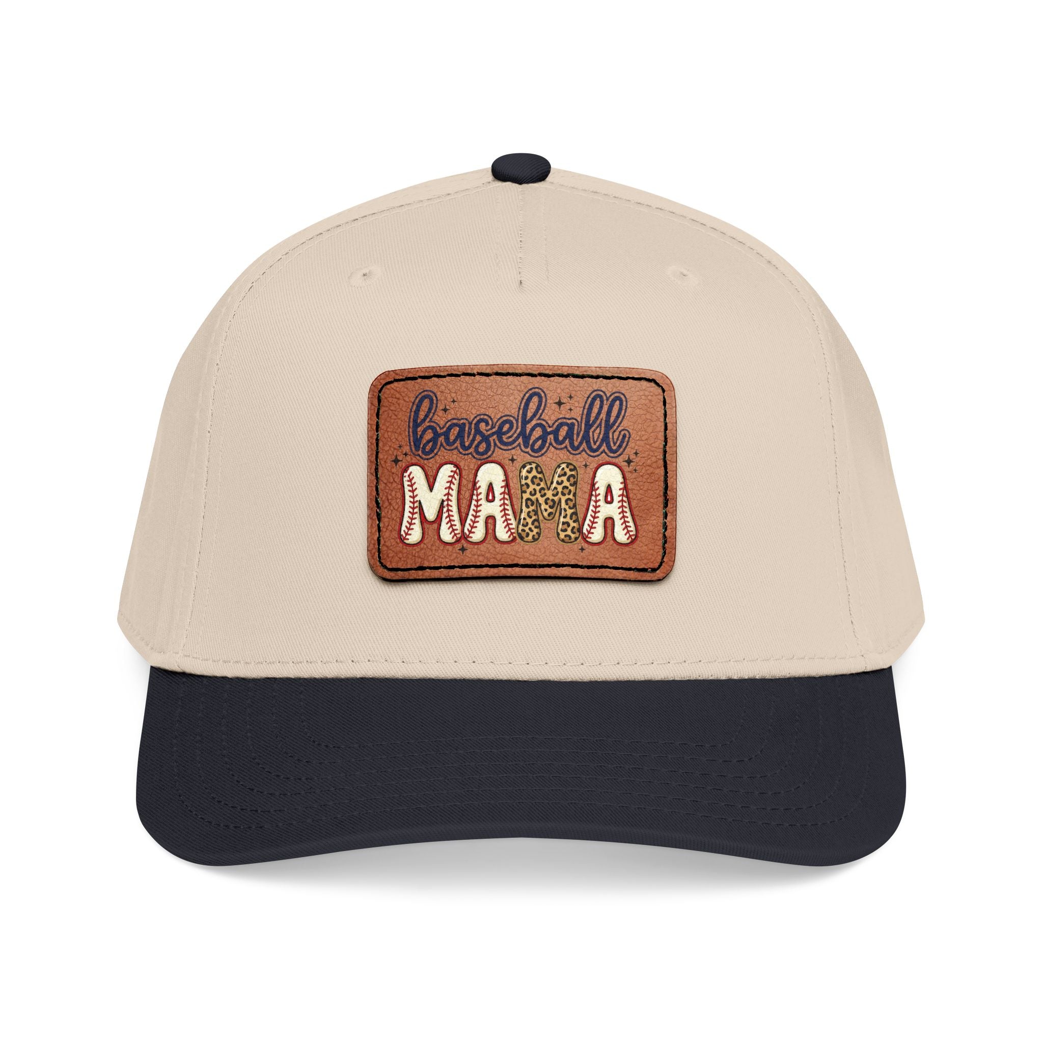 Mid Profile Baseball Cap with Leather Patch (Rectangle)